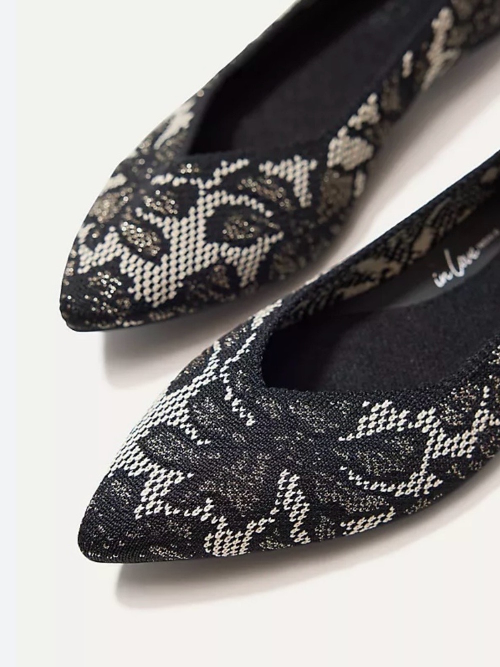 Rothy's x Anthropologie The Point II Flats Black Chantilly Pointed Toe 8.5 - Picture 5 of 14